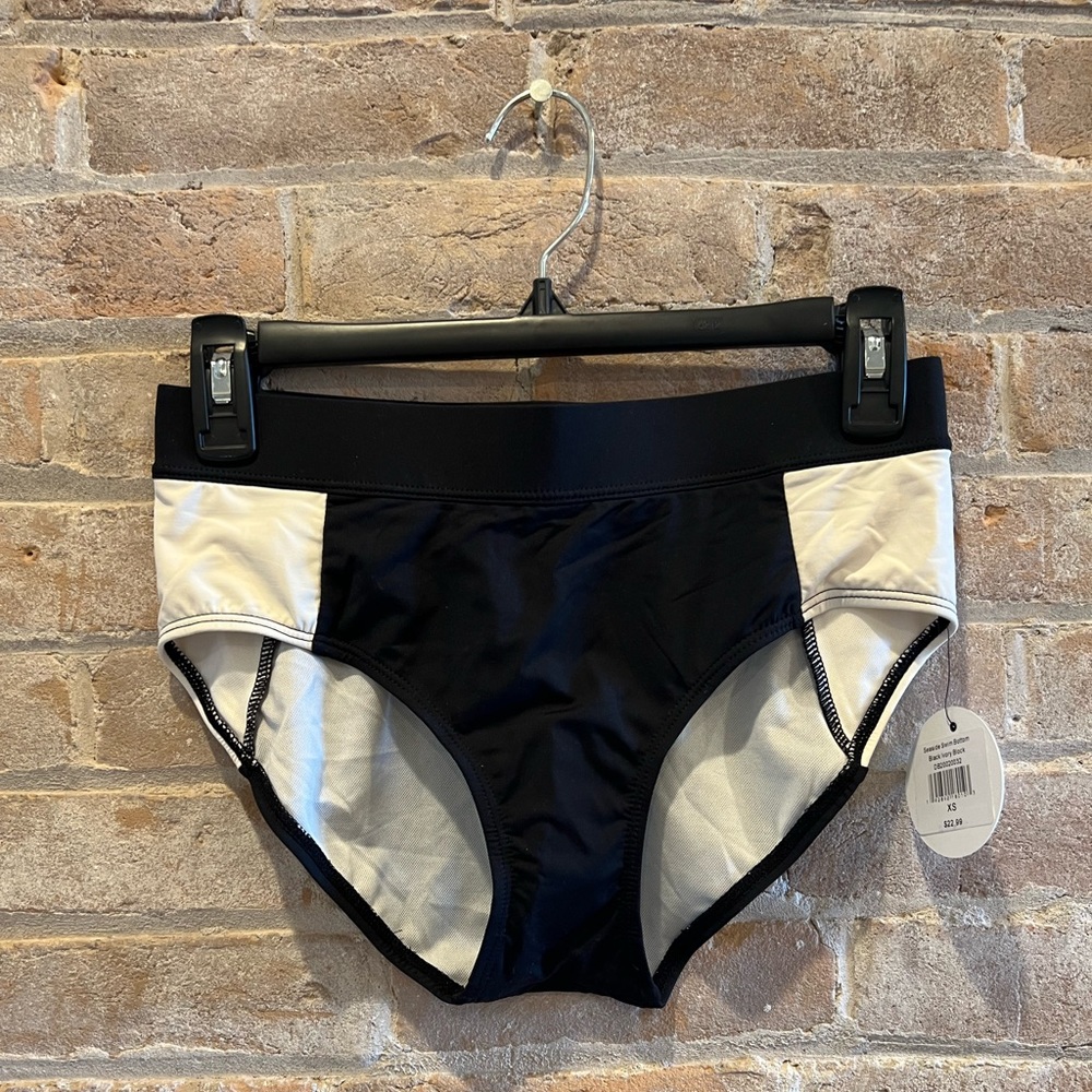 NWT Seaside Swim bottom. Black and Ivory.